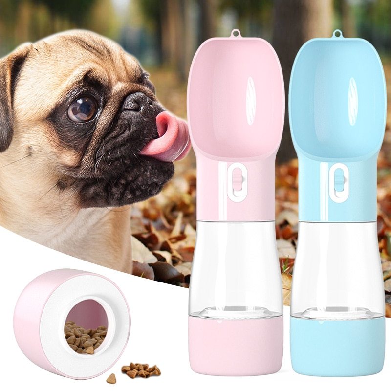2-in-1 Portable Dog Water Bottle with Bowl-Leak-Proof & Travel Friendly