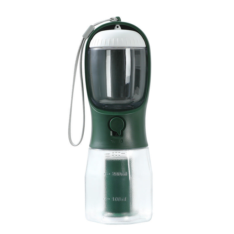3-in-1 Dog Water Bottle with Food Container & Waste Bag Dispenser – Travel Friendly